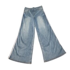 Halara Flex High Waisted Wide Leg Jeans Side Stripe Stretch Denim Large Petite